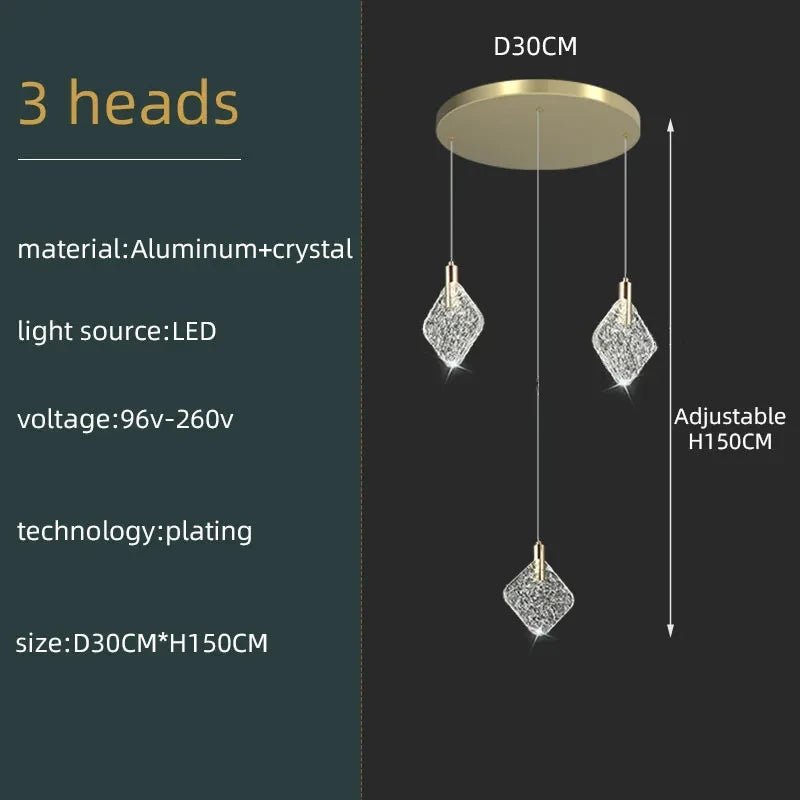 Modern Crystal Ceiling Pendant Chandelier for Living Room, Staircase & Restaurant - Hans Lumiere