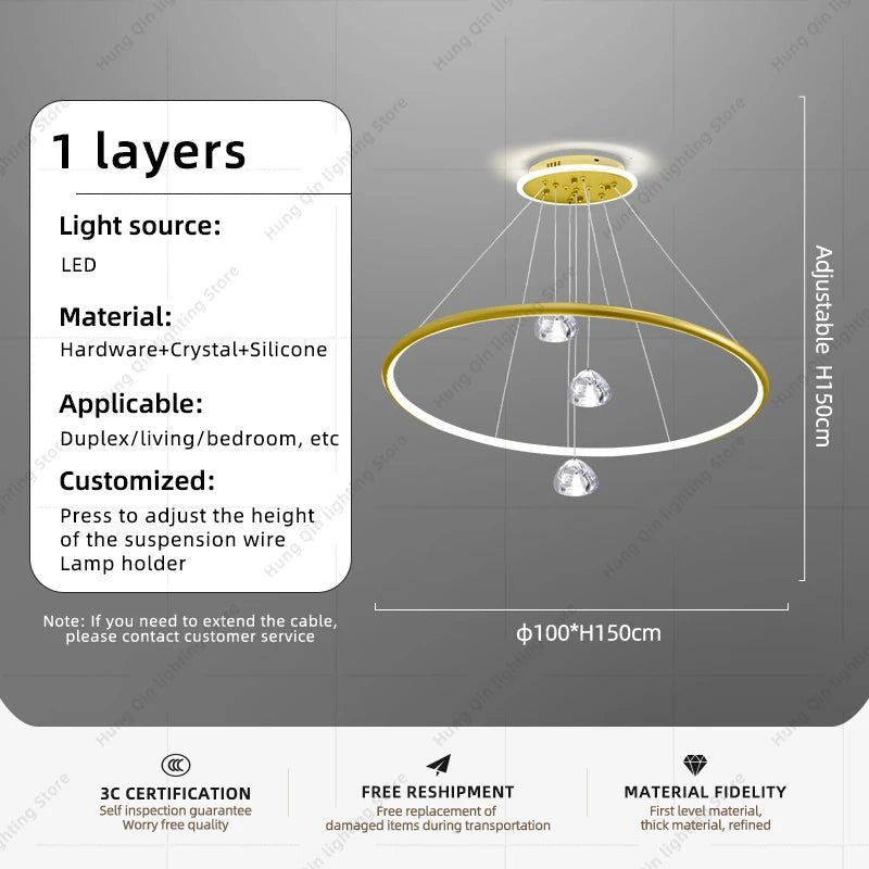 Modern Crystal Chandelier Pendant Light - Hans Lumiere