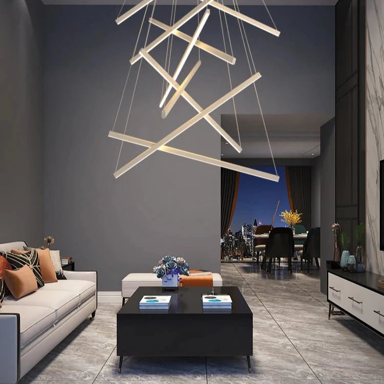 Modern Duplex Architecture Black LED Chandelier - Hans Lumiere