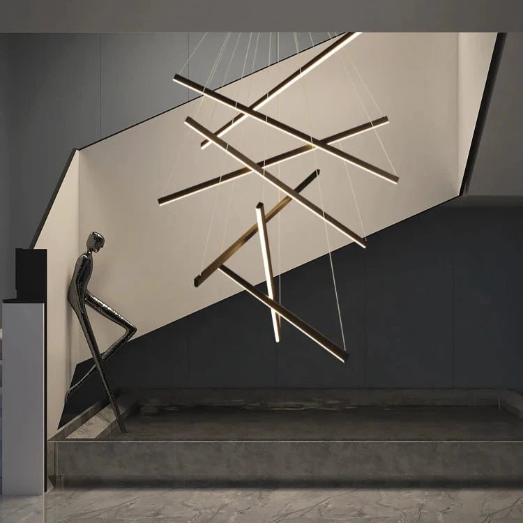 Modern Duplex Architecture Black LED Chandelier - Hans Lumiere