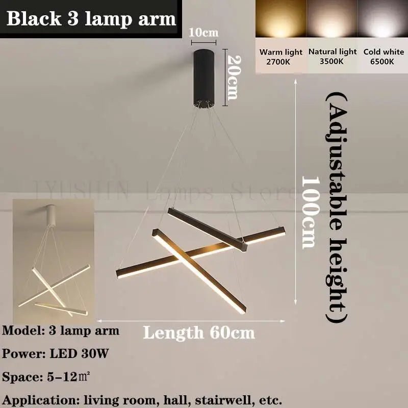 Modern Duplex Architecture Black LED Chandelier - Hans Lumiere