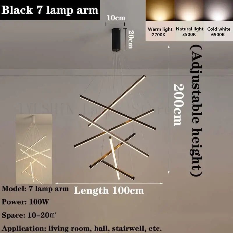 Modern Duplex Architecture Black LED Chandelier - Hans Lumiere