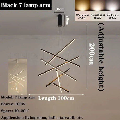 Modern Duplex Architecture Black LED Chandelier - Hans Lumiere