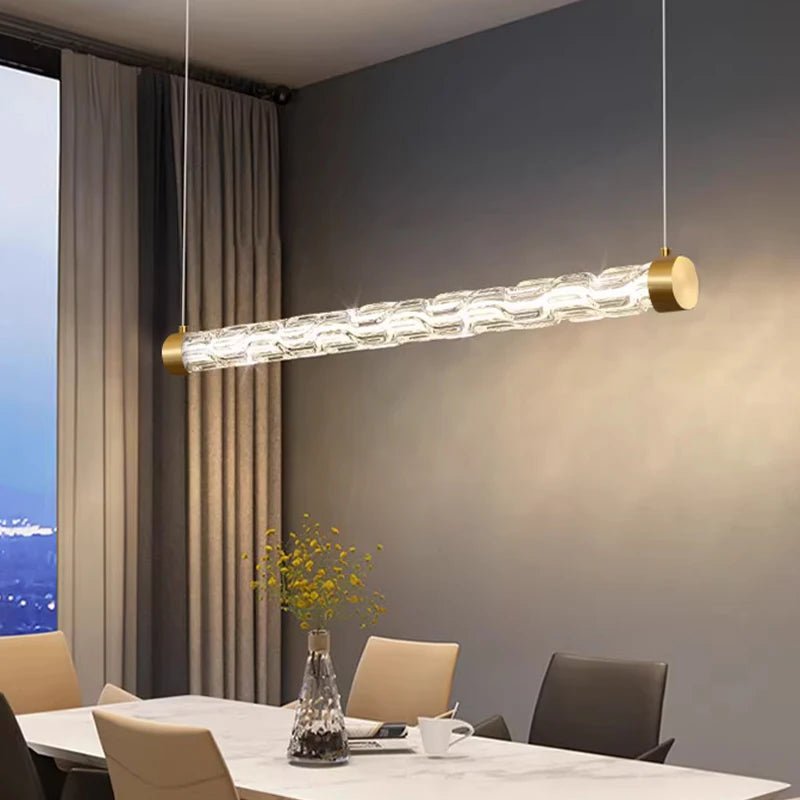 Modern Glass Linear Pendant Light for Kitchen Island and Dining Room - Hans Lumiere