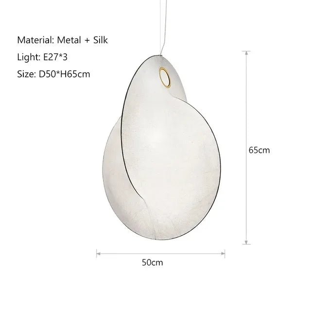 Modern Japanese Style Wabi Sabi Silk LED Pendant Lamp - Hans Lumiere