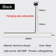Modern Long Tube Dimmable Black LED Pendant Light - Hans Lumiere