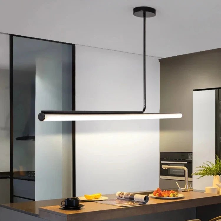 Modern Long Tube Dimmable Black LED Pendant Light - Hans Lumiere