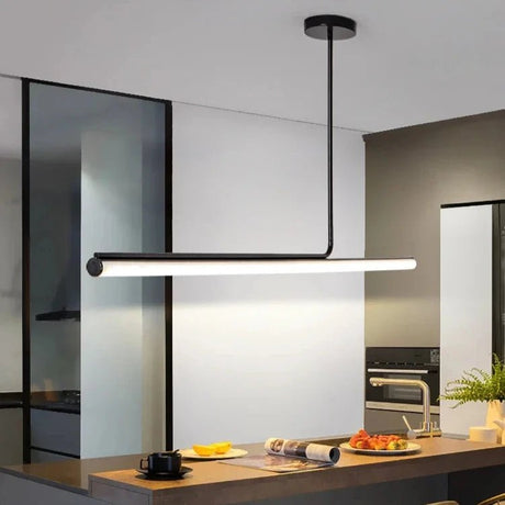 Modern Long Tube Dimmable Black LED Pendant Light - Hans Lumiere