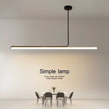 Modern Long Tube Dimmable Black LED Pendant Light - Hans Lumiere