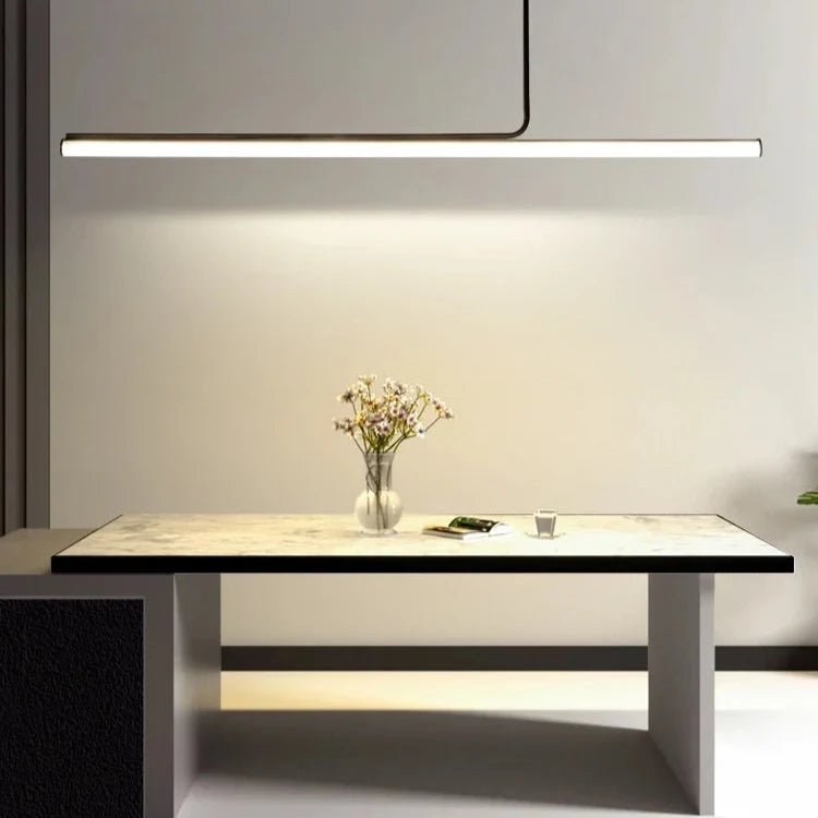 Modern Long Tube Dimmable Black LED Pendant Light - Hans Lumiere