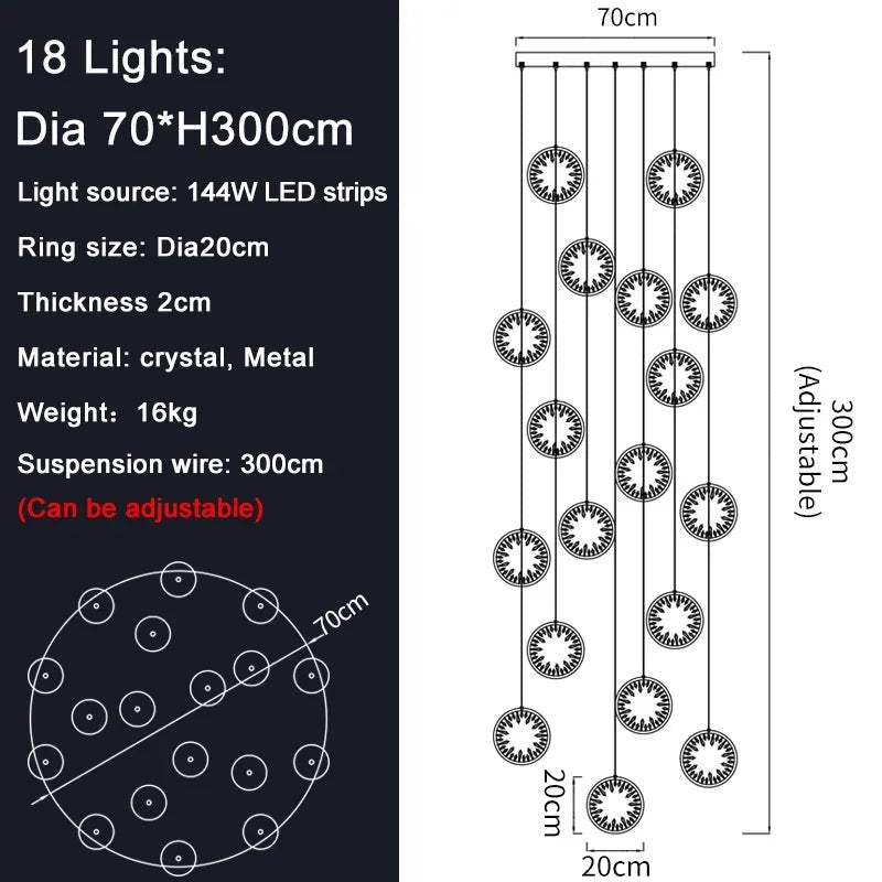 Modern Luxury Gold/Black Crystal LED Chandelier - Hans Lumiere