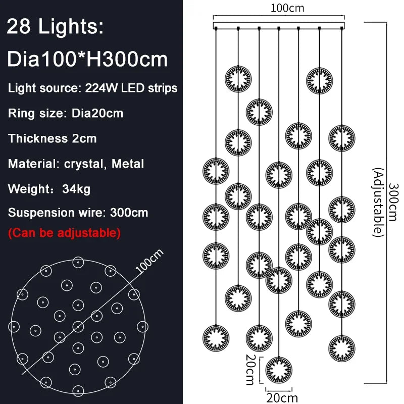 Modern Luxury Gold/Black Crystal LED Chandelier - Hans Lumiere