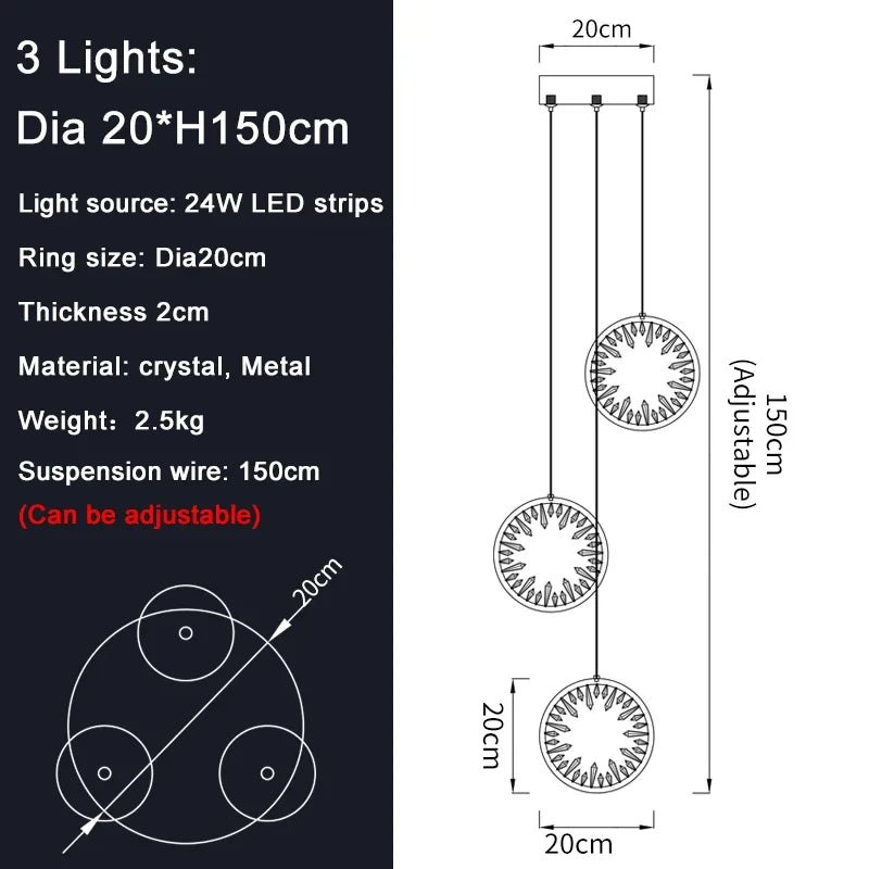 Modern Luxury Gold/Black Crystal LED Chandelier - Hans Lumiere