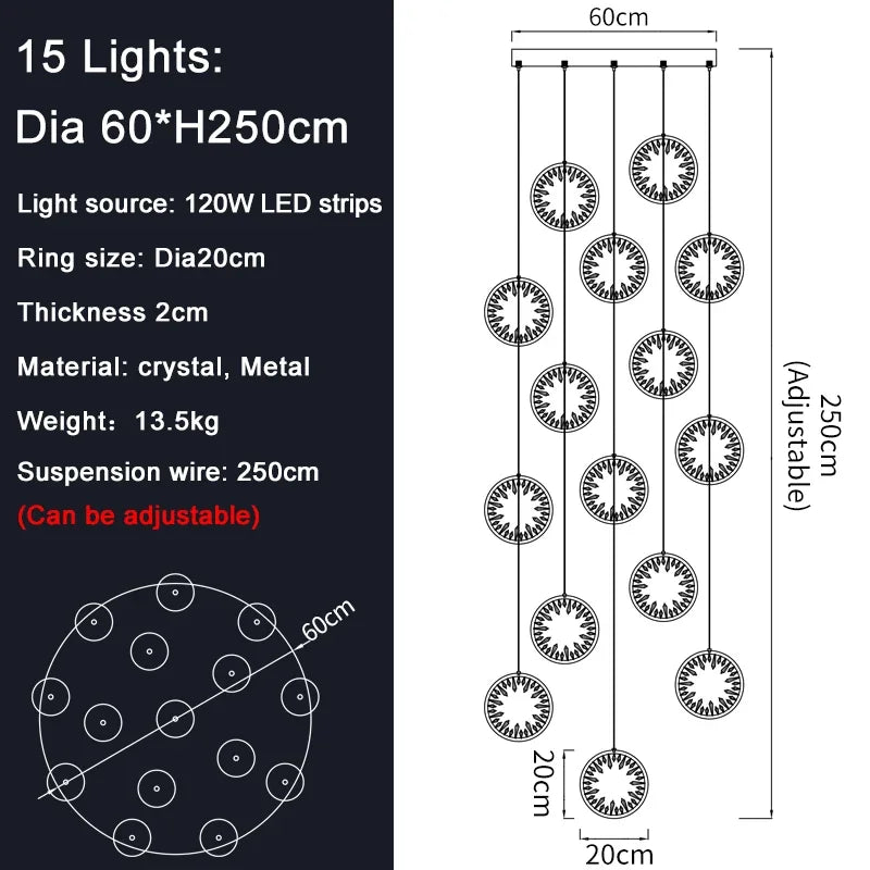 Modern Luxury Gold/Black Crystal LED Chandelier - Hans Lumiere