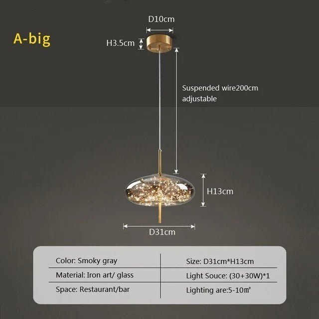 Modern Luxury Nordic Glass LED Pendant Light – Gold & Grey Chandelier for Dining Room - Hans Lumiere