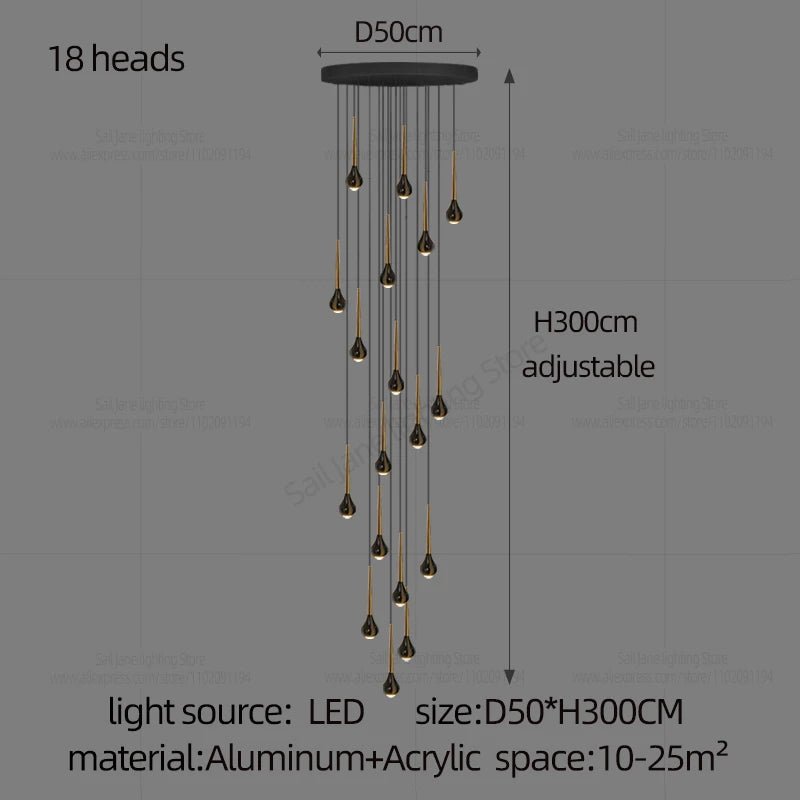 Modern Minimalist Staircase LED Chandelier - Hans Lumiere