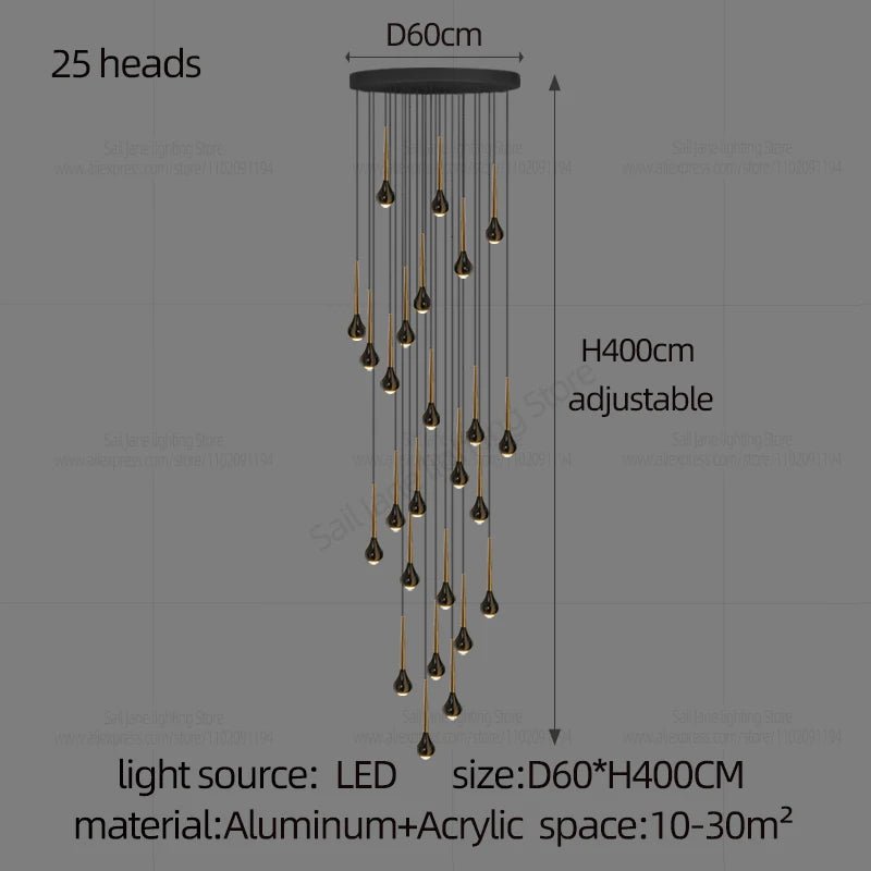 Modern Minimalist Staircase LED Chandelier - Hans Lumiere