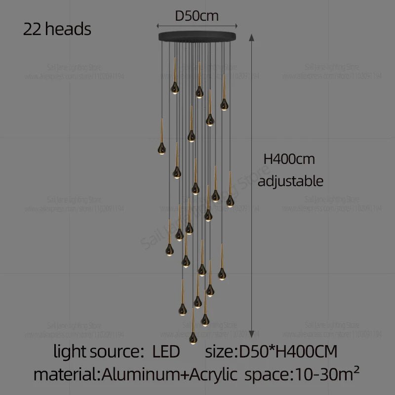 Modern Minimalist Staircase LED Chandelier - Hans Lumiere