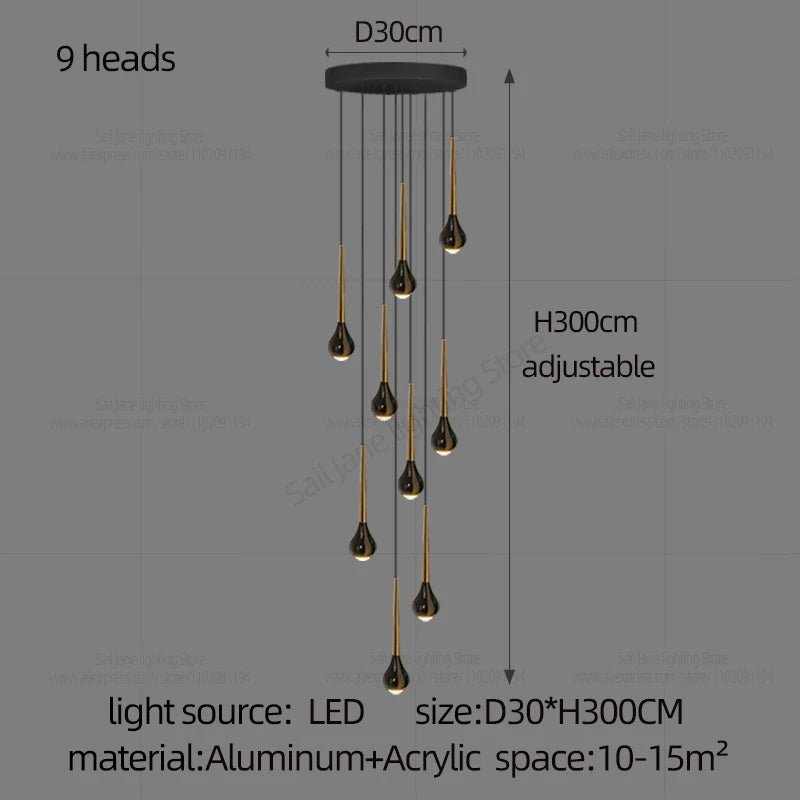 Modern Minimalist Staircase LED Chandelier - Hans Lumiere