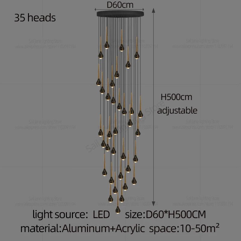 Modern Minimalist Staircase LED Chandelier - Hans Lumiere