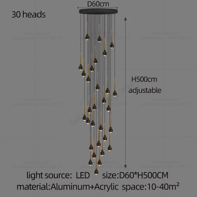 Modern Minimalist Staircase LED Chandelier - Hans Lumiere