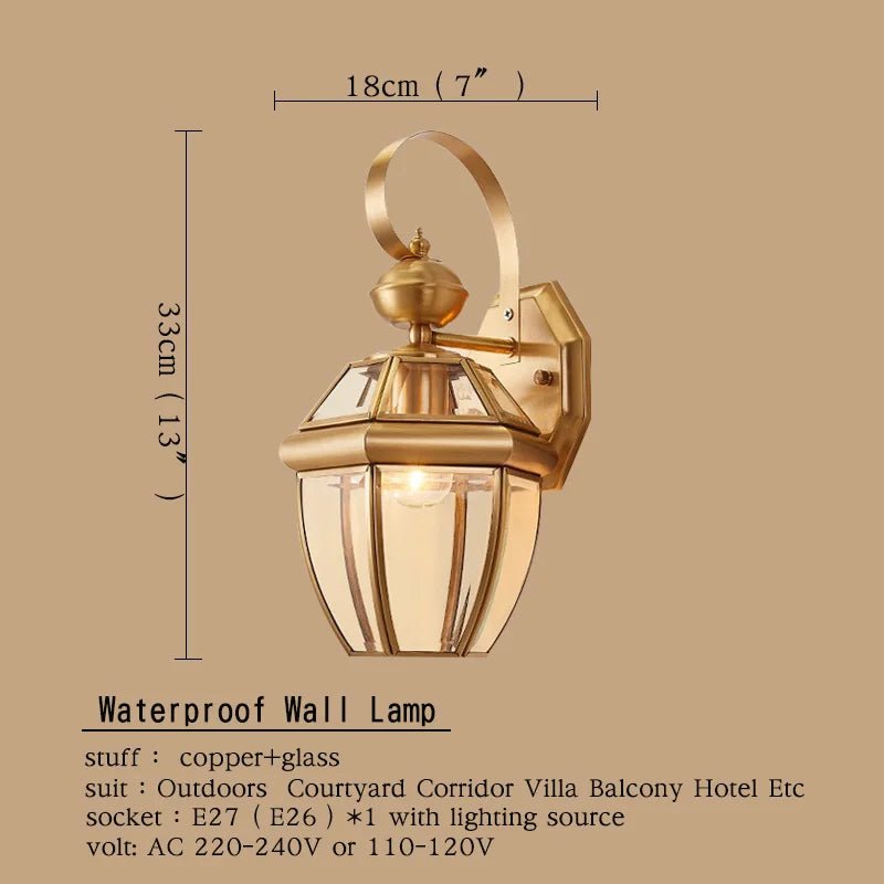 Modern Outdoor Brass Copper Wall Sconce - Hans Lumiere