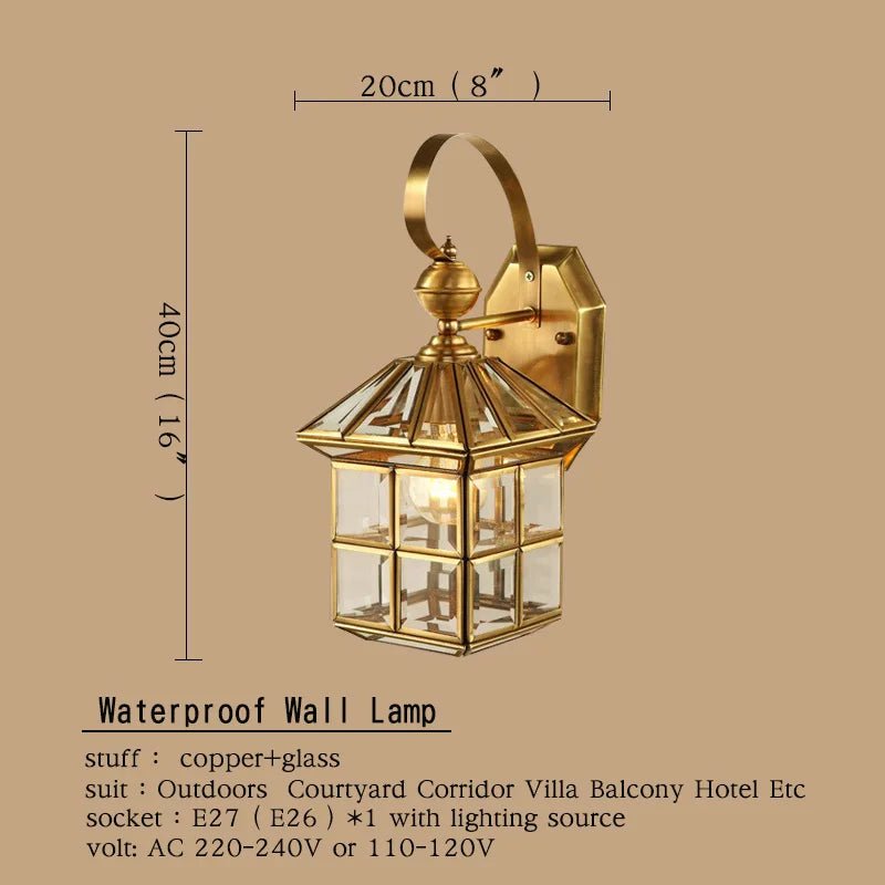 Modern Outdoor Brass Copper Wall Sconce - Hans Lumiere