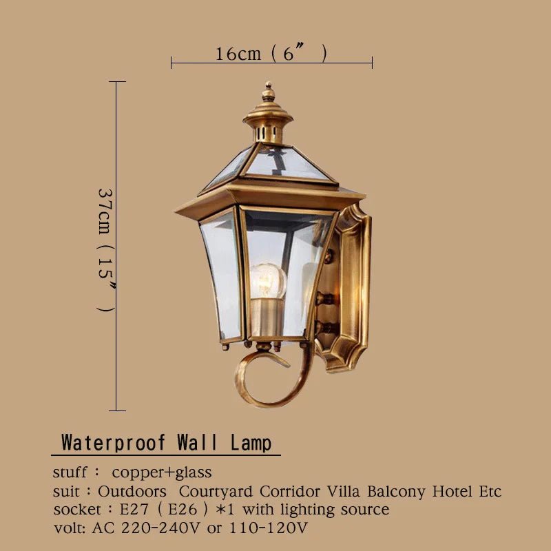 Modern Outdoor Brass Copper Wall Sconce - Hans Lumiere