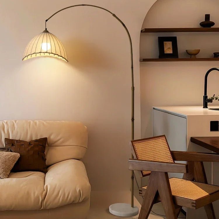 Modern Retro Style Bedside Fabric Floor Lamp - Hans Lumiere