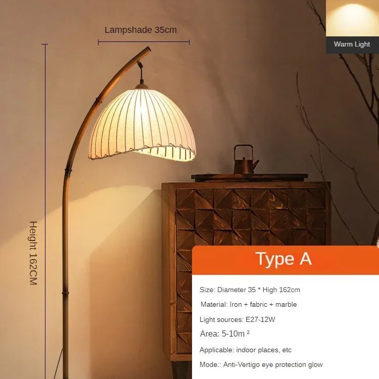 Modern Retro Style Bedside Fabric Floor Lamp - Hans Lumiere