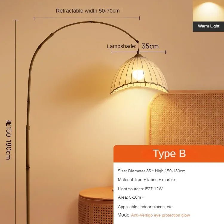 Modern Retro Style Bedside Fabric Floor Lamp - Hans Lumiere