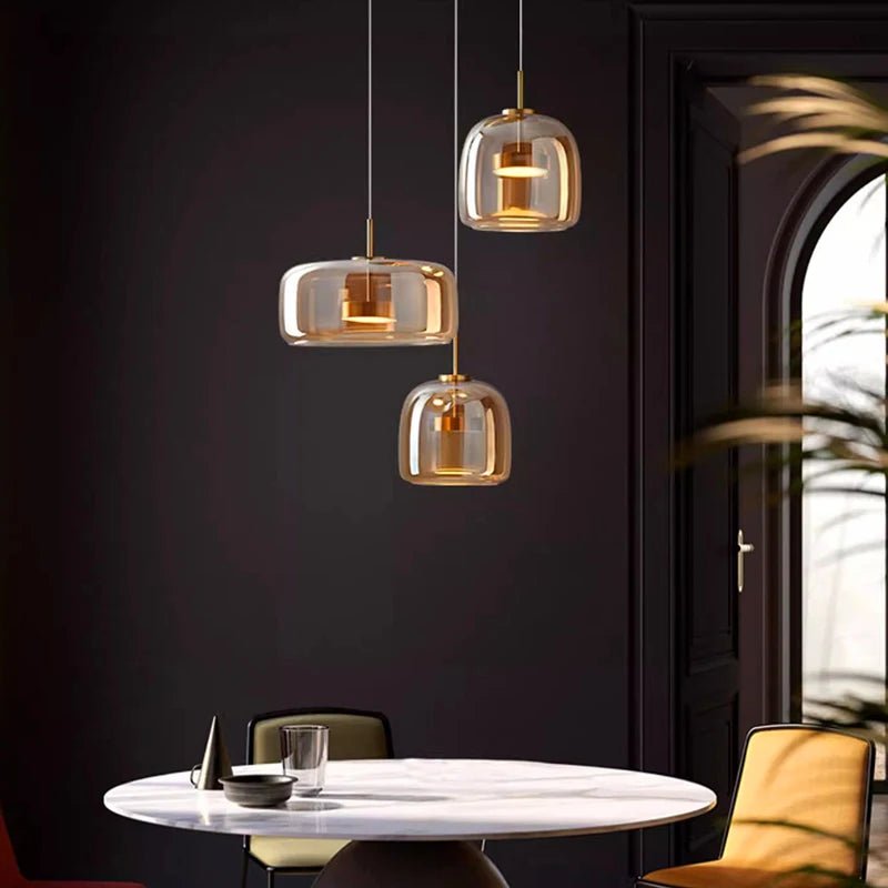 Modern Smoky Grey Glass Chandelier Pendant Light - Hans Lumiere