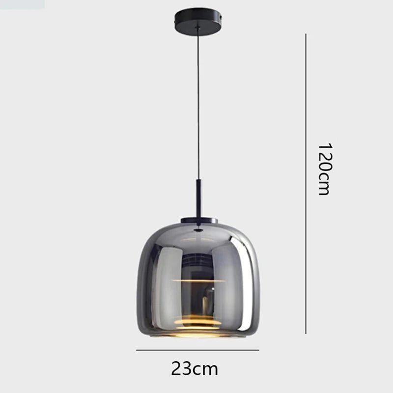 Modern Smoky Grey Glass Chandelier Pendant Light - Hans Lumiere