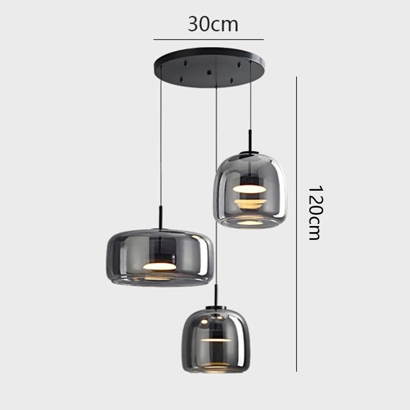 Modern Smoky Grey Glass Chandelier Pendant Light - Hans Lumiere