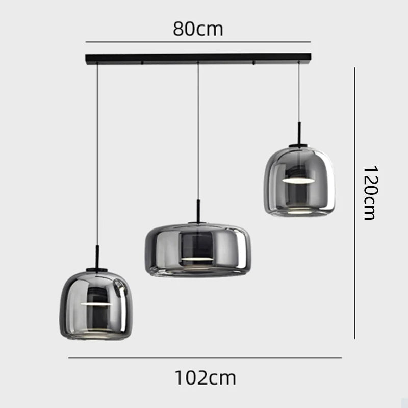 Modern Smoky Grey Glass Chandelier Pendant Light - Hans Lumiere