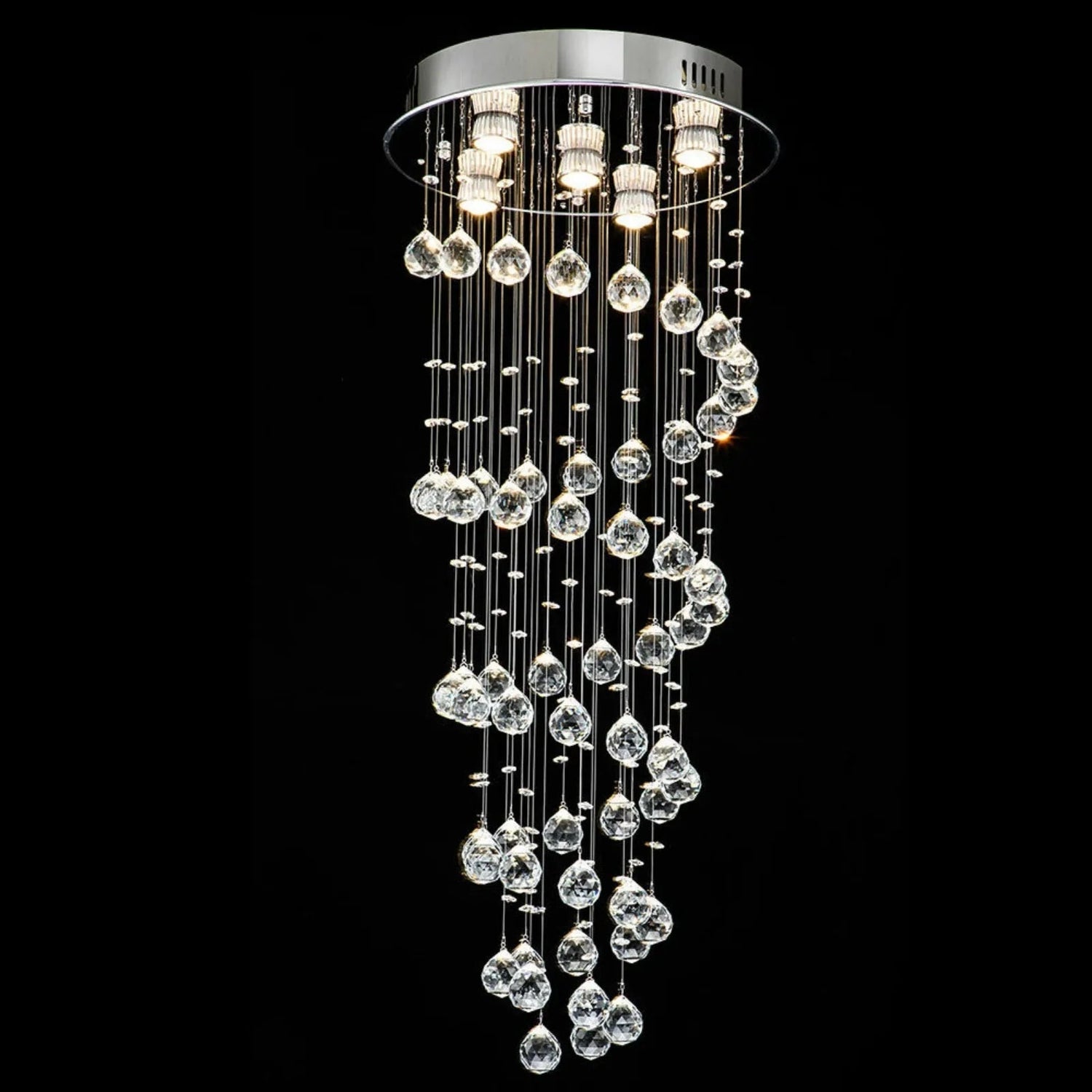 Modern Spiral Lighting Drop Chandelier Crystal Pendant Lamp - Hans Lumiere