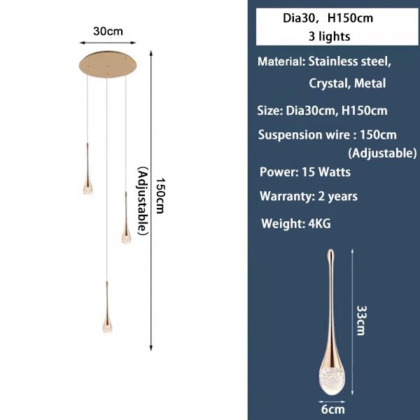 Modern Staircase LED Crystal Chandelier - Hans Lumiere