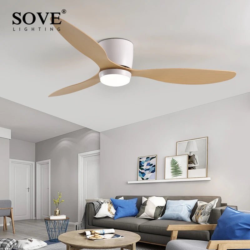 Modern White Ceiling Fan With LED Light And Remote Control - Hans Lumiere