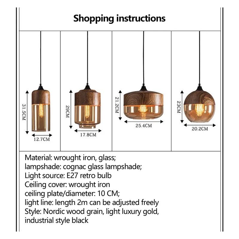 Modern Wood Grain Line Hanging Glass Chandelier - Hans Lumiere