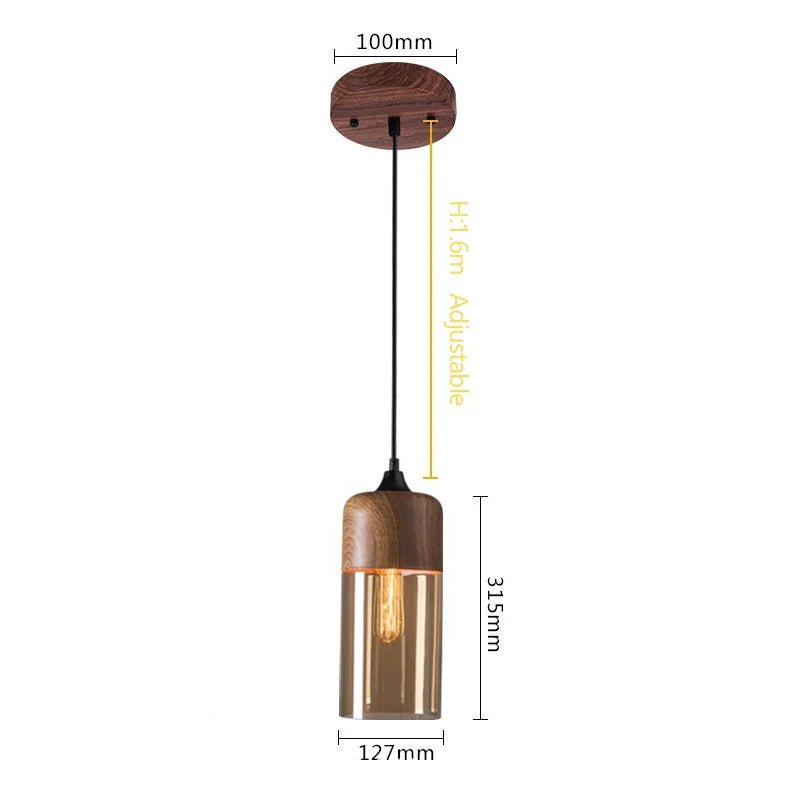 Modern Wood Grain Line Hanging Glass Chandelier - Hans Lumiere