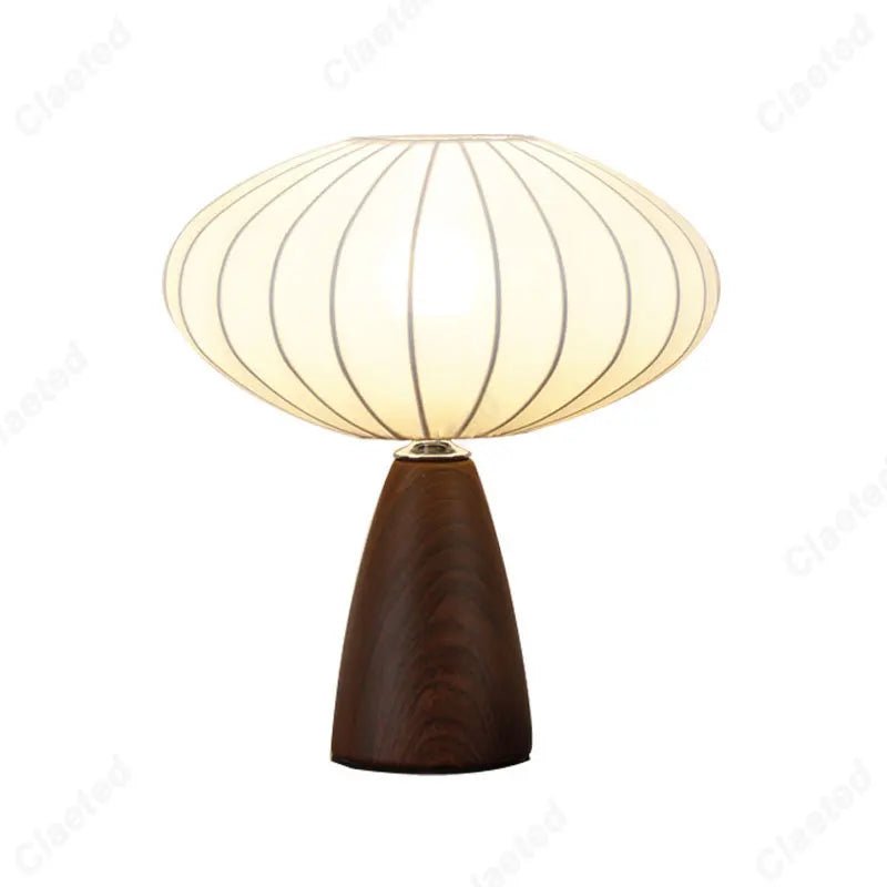 Modern Wood LED Table Lamp with Fabric Shade – Dimmable - Hans Lumiere