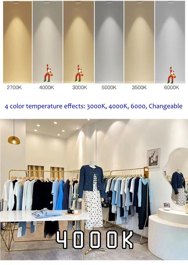 Narrow Frame Tricolor Changeable LED Embedded COB Spotlight - Hans Lumiere