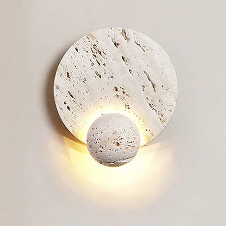 Natural White Cave Stone Creative Design Disk Wall Lamp - Hans Lumiere