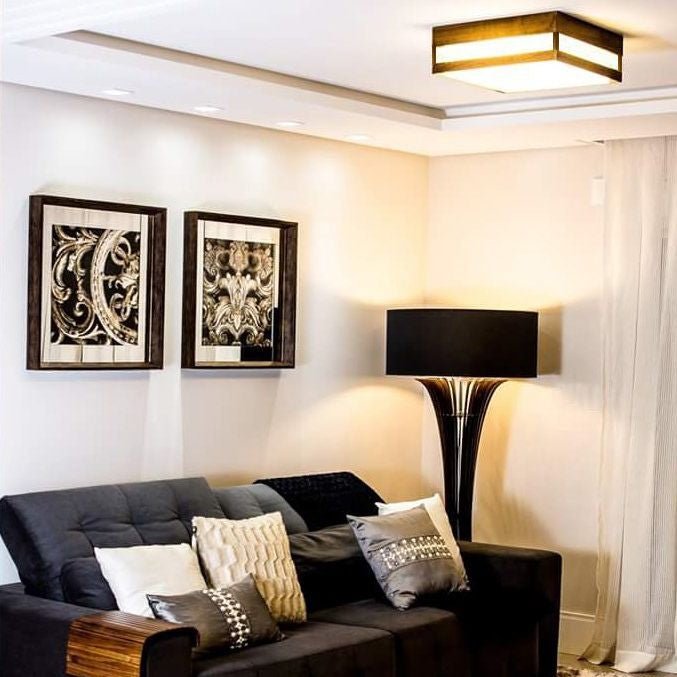 Natural Wood Square Ceiling Lamp - Hans Lumiere