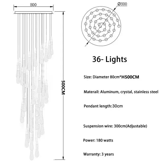 New Modern LED Crystal Chandelier Art Luster - Hans Lumiere