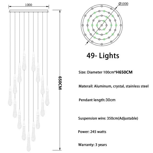 New Modern LED Crystal Chandelier Art Luster - Hans Lumiere