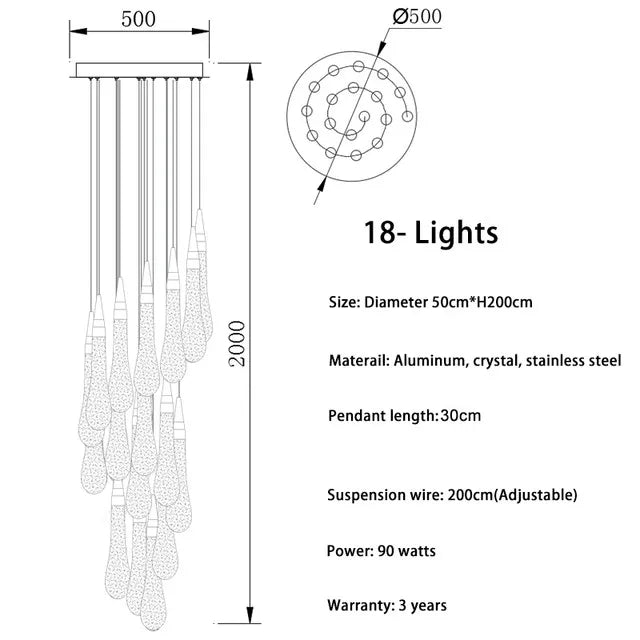 New Modern LED Crystal Chandelier Art Luster - Hans Lumiere