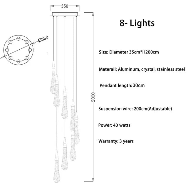 New Modern LED Crystal Chandelier Art Luster - Hans Lumiere