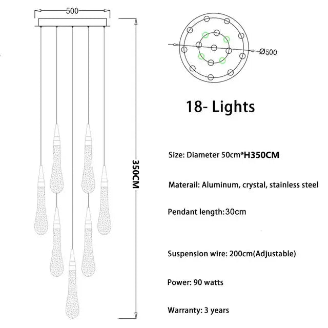 New Modern LED Crystal Chandelier Art Luster - Hans Lumiere