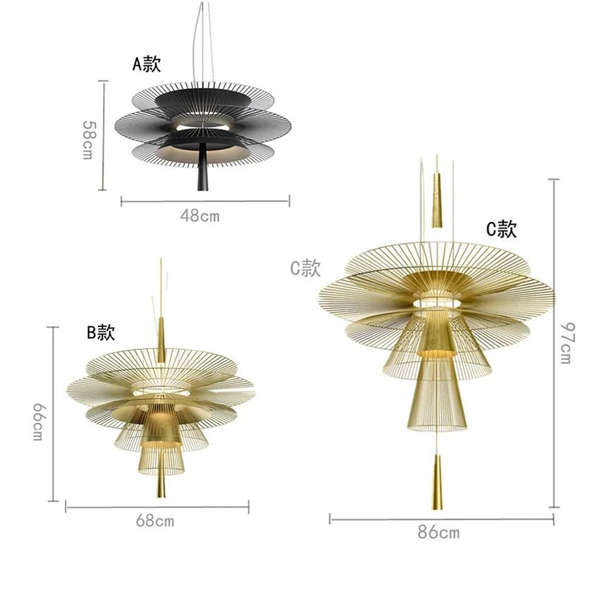 New Trend Luxury Metal Cord LED Chandelier Pendant Lighting - Hans Lumiere